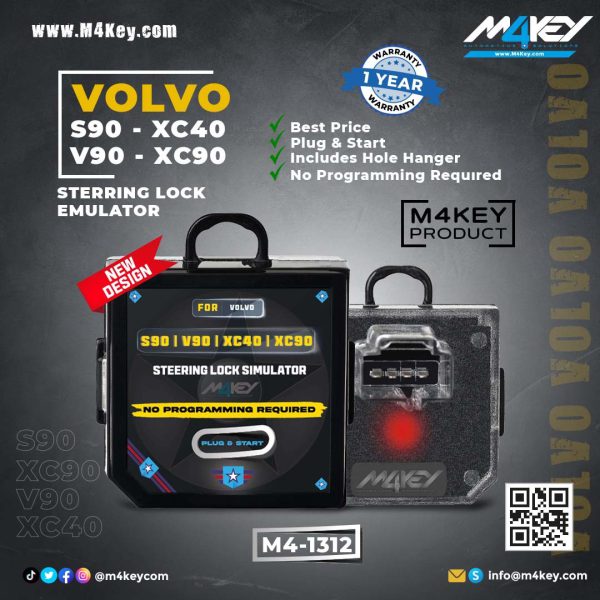 M4Key For Volvo S90 V90 XC90 XC40 Steering Lock Emulator Simulator